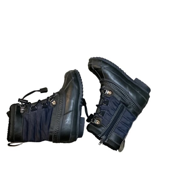 LANDS' END BOYS Black & Blue Winter Snow Boot Drawstring Round Toe- Size 11M - Picture 6 of 7